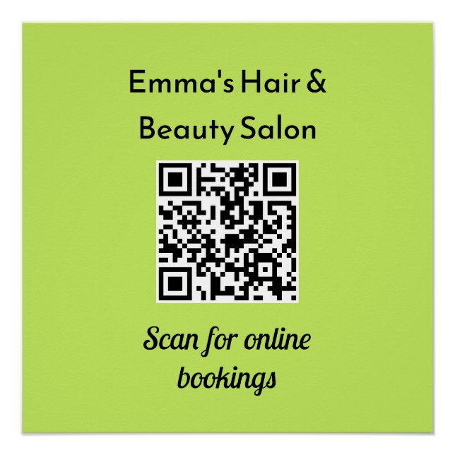 Business QR Code Promotional Custom Beauty Salon Poster (Front)