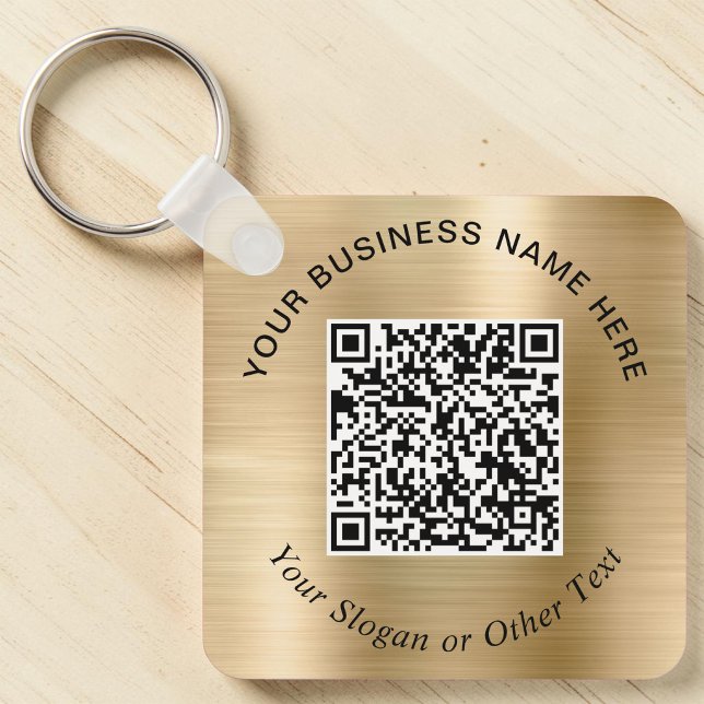 Business QR Code Promotional Gold Key Ring (Business QR Code Promotional Gold Keychain)