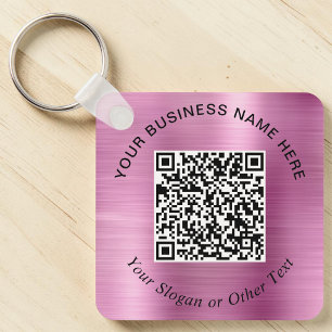 Business QR Code Promotional Pink Key Ring