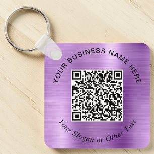 Business QR Code Promotional Purple Key Ring