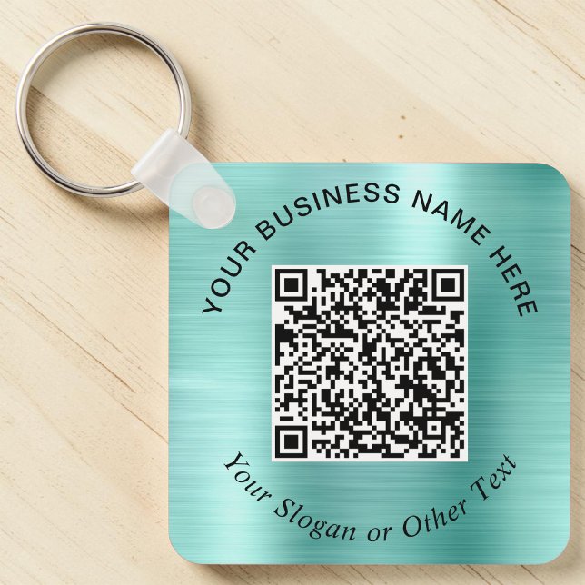 Business QR Code Promotional Teal Mint Green Key Ring (Business QR Code Promotional Teal Mint Green Keychain)
