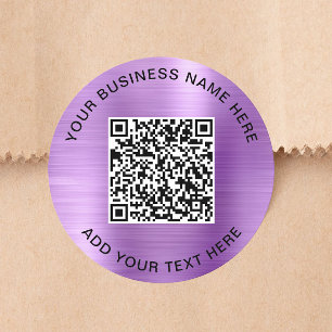 Business QR Code Purple Classic Round Sticker
