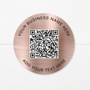 Business QR Code Rose Gold Classic Round Sticker