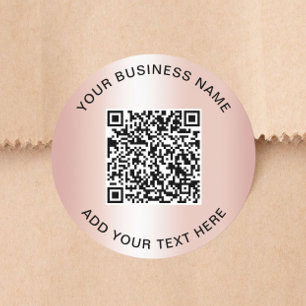 Business QR Code Rose Gold Stickers Roll