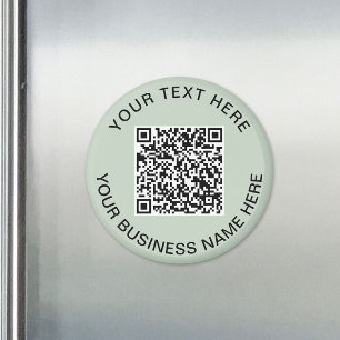 Business QR Code Sage Green Promotional Magnet