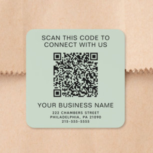 Business QR Code Sage Green Stickers Roll