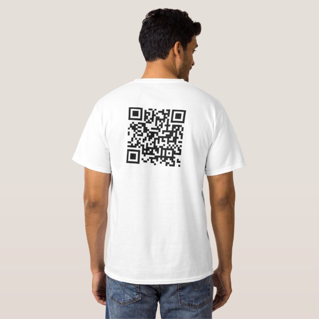 Business QR Code Scan Me Mens Back Print White T-Shirt (Back Full)