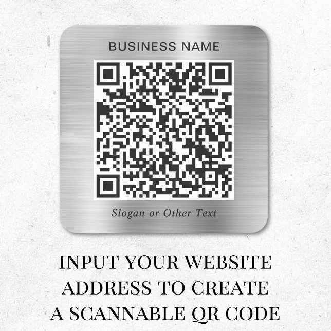 Business QR Code Silver Square Sticker (Creator Uploaded)