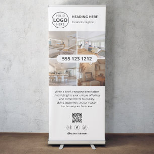 Business QR Code Social Media Photo Retractable Banner