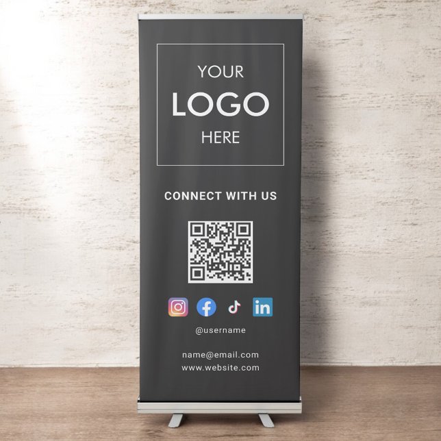 Business QR Code Social Media Retractable Banner (Creator Uploaded)