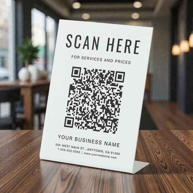 Business QR Code Tabletop Pedestal Sign (Business QR Code Tabletop Pedestal Sign)