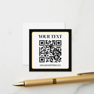 Business QR code w/Top & Bottom Text, Black & Gold Enclosure Card