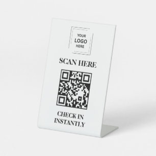 Business QR Contactless Check In Display Pedestal Sign