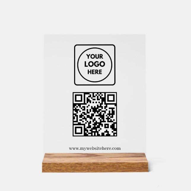 Business QR Website Logo Acrylic Sign (Front)