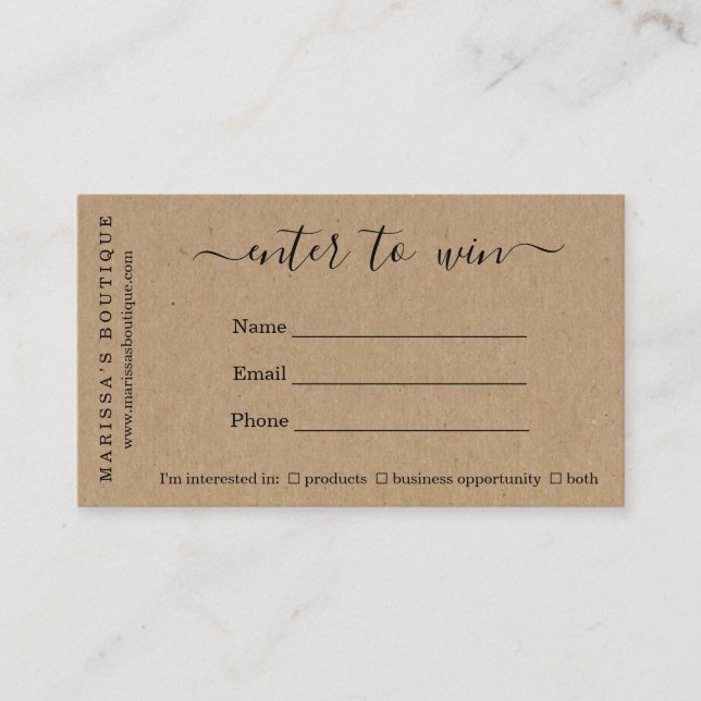 Business Raffle Ticket on Kraft Paper (Front)