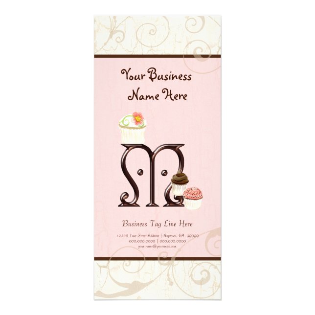 Business Rate Card - Letter M Monogram Dessert Bak (Front)