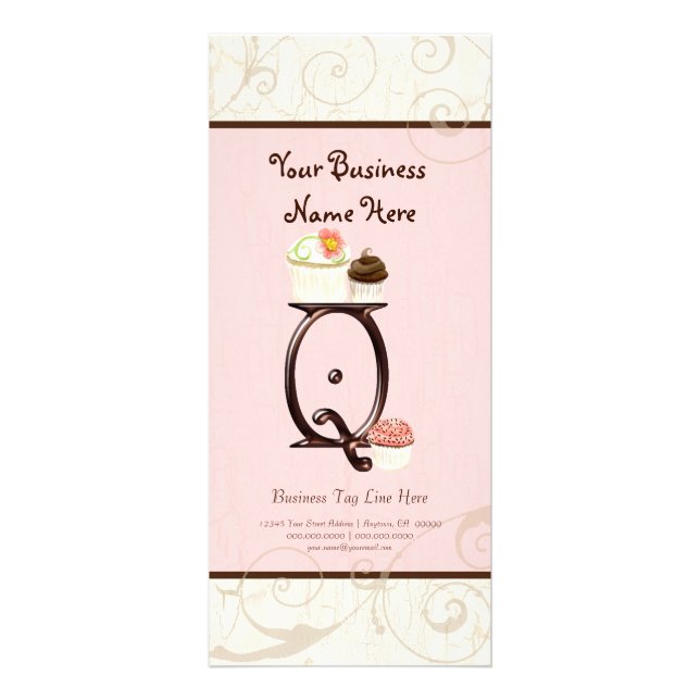 Business Rate Card - Letter Q Monogram Dessert Bak (Front)