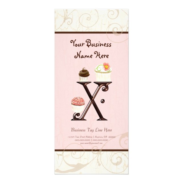 Business Rate Card - Letter X Monogram Dessert Bak (Front)