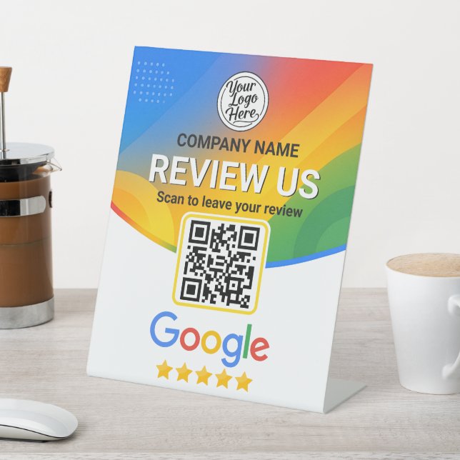 Business Rating QR Code Sign Google Review Rainbow (In SItu)