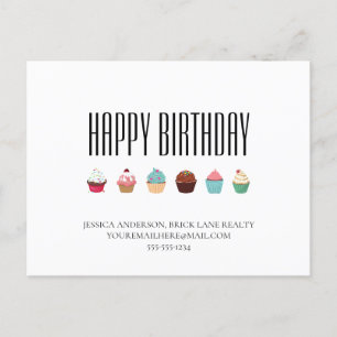 Business Real Estate Cupcake Happy Birthday  Postcard