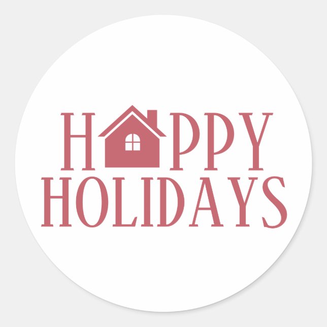 Business Real Estate Happy Holidays  Classic Round Sticker (Front)