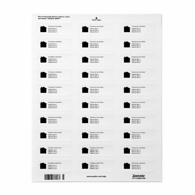 Business Real Estate Logo Address Template Labels (Full Sheet)
