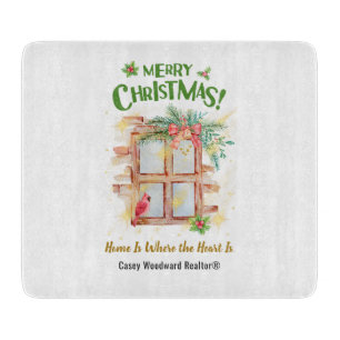 Business Realtor Christmas Home Where the Heart Is Cutting Board