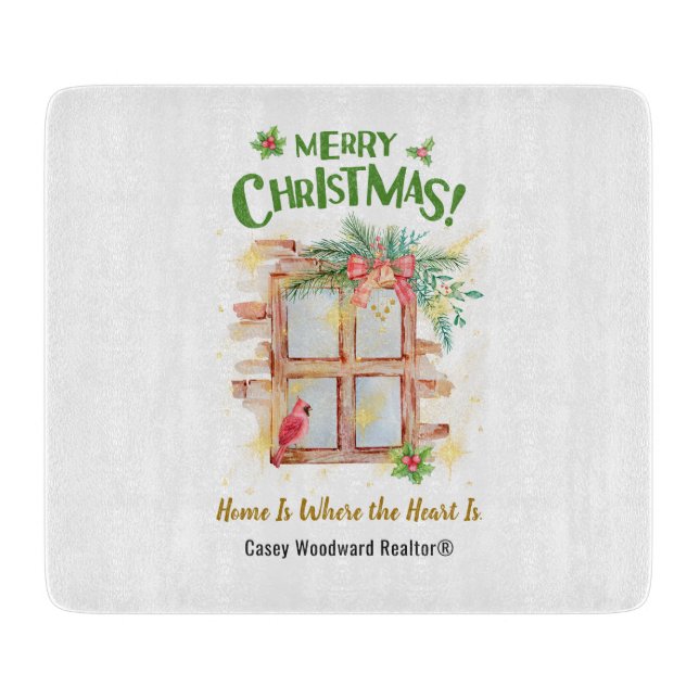 Business Realtor Christmas Home Where the Heart Is Cutting Board (Front)