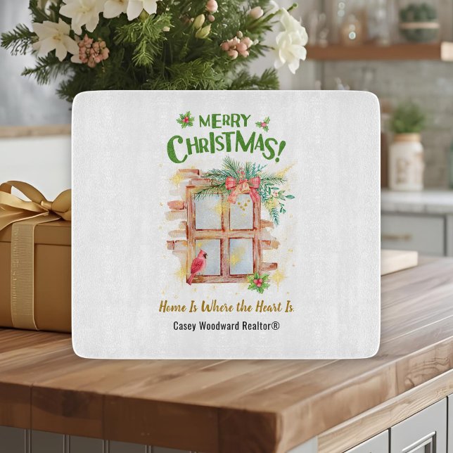 Business Realtor Christmas Home Where the Heart Is Cutting Board (Creator Uploaded)