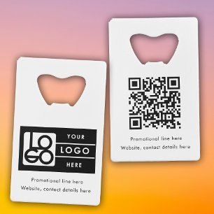 Business Rectangle Logo Text Promo QR Code