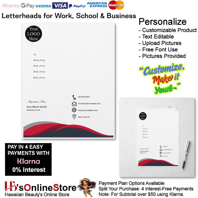 Business Red Black Gray Logo Company Signature Custom Letterhead (Business Red Black Gray Logo Company Signature Letterhead.)