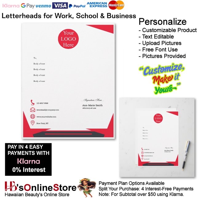 Business Red Black Logo Company Name Signature Custom Letterhead (Business Red Black Logo Company Name Signature Letterhead.)