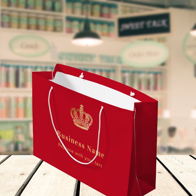 Business red gold royal crown paper shopping bag (Creator Uploaded)