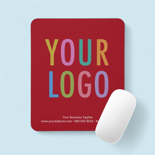 Business Red Mouse Pad Custom Company Logo Branded (MISOOK Dark Red Mousepad with Logo)