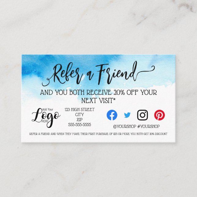Business refer a friend marketing discount sales referral card (Front)