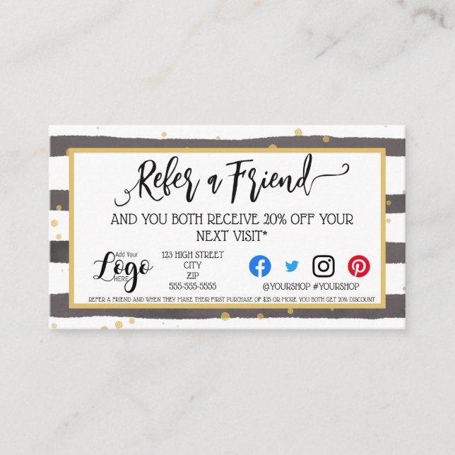 Business refer a friend marketing discount sales referral card (Front)