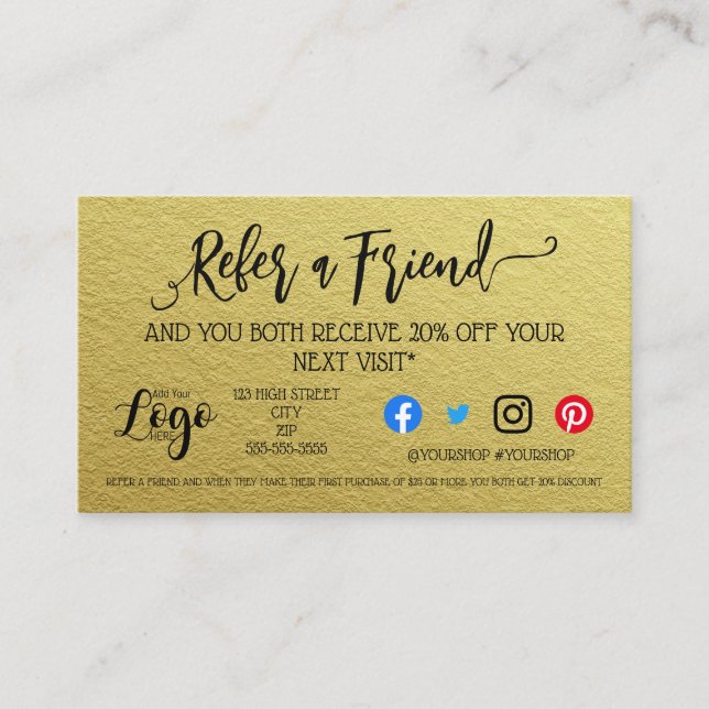 Business refer a friend marketing discount sales referral card (Front)