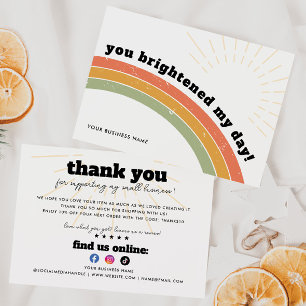 Business Retro 70s Rainbow Sun Brightened my Day Thank You Card
