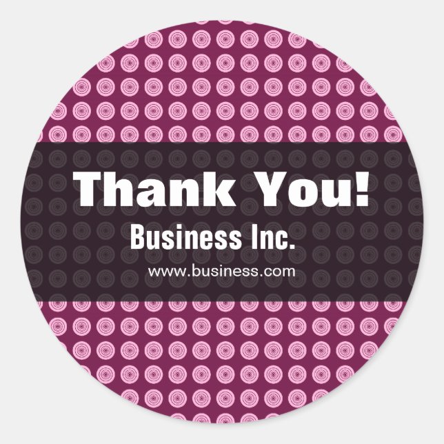 Business Retro Circles Modern Pink Classic Round Sticker (Front)