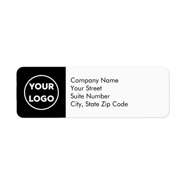 Business Return Address Labels Your Logo on Black (Front)
