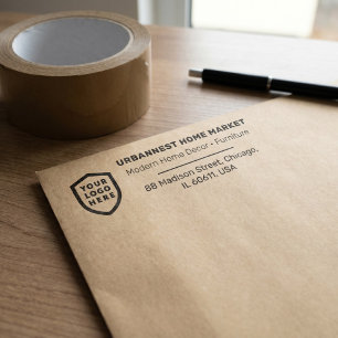 Business Return Address   Professional Logo Modern Self-inking Stamp