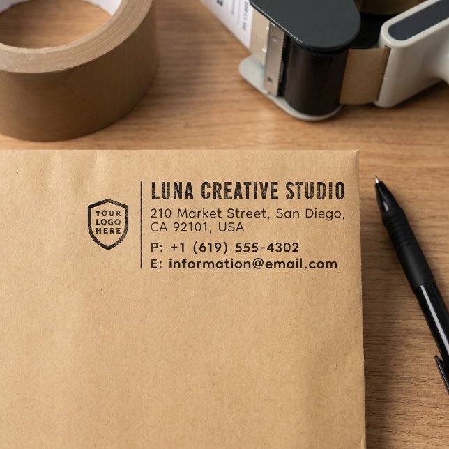 Business Return Address | Professional Logo Modern Self-inking Stamp (Creator Uploaded)