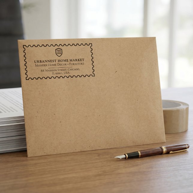 Business Return Address | Professional Logo Modern Self-inking Stamp (Creator Uploaded)