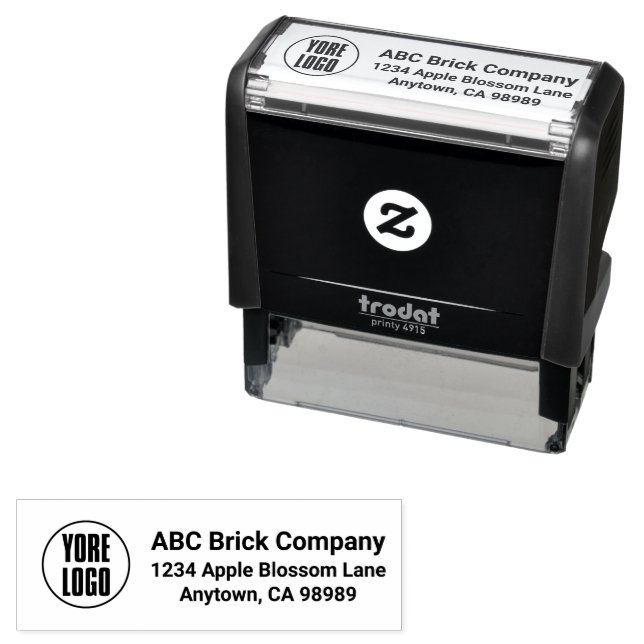 Business Return Address with Custom Logo Self-inking Stamp (In Situ)