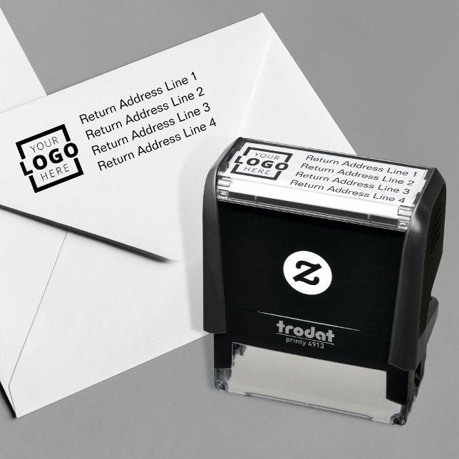 Business Return Address with Custom Logo Self-inking Stamp (Creator Uploaded)