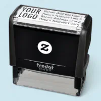 Business Return Address with Logo Custom Self inking Stamp Zazzle