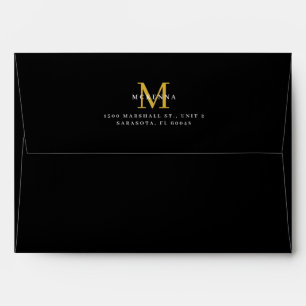 Business Return Envelope Black Gold Monogram