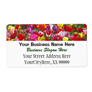 Business Return Labels Colourful Tulip Flowers
