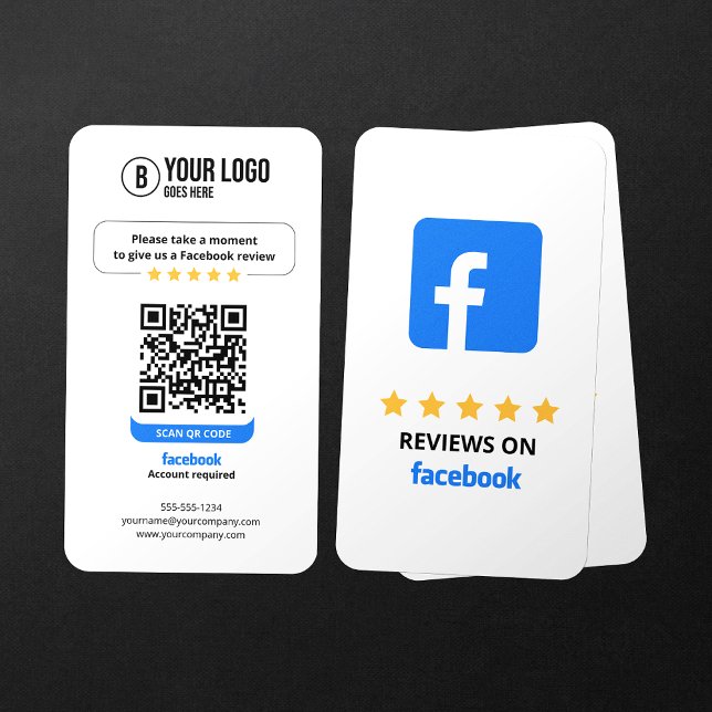 Business Review Link Facebook Reviews QR Code Business Card (Creator Uploaded)