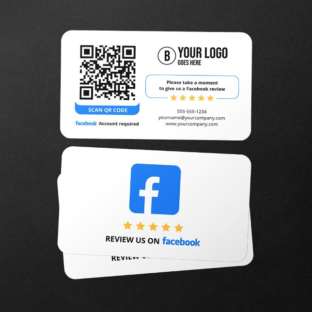 Business Review Link Facebook Reviews QR Code Business Card (Creator Uploaded)